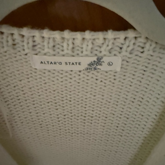Altar'd State Cream Knit Cardigan with Bow Detail - Picture 2 of 2